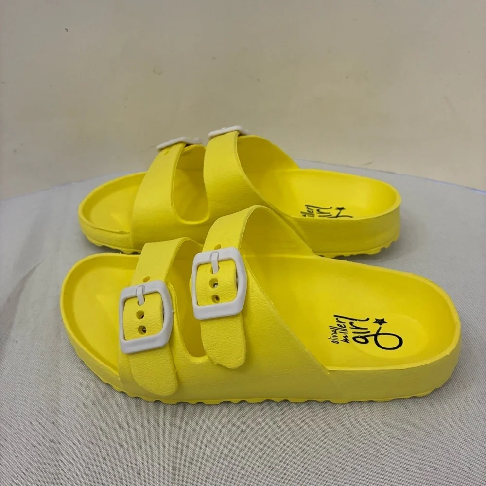 Olivia Miller Girls Yellow Double Buckle Slide Sandals Size 1